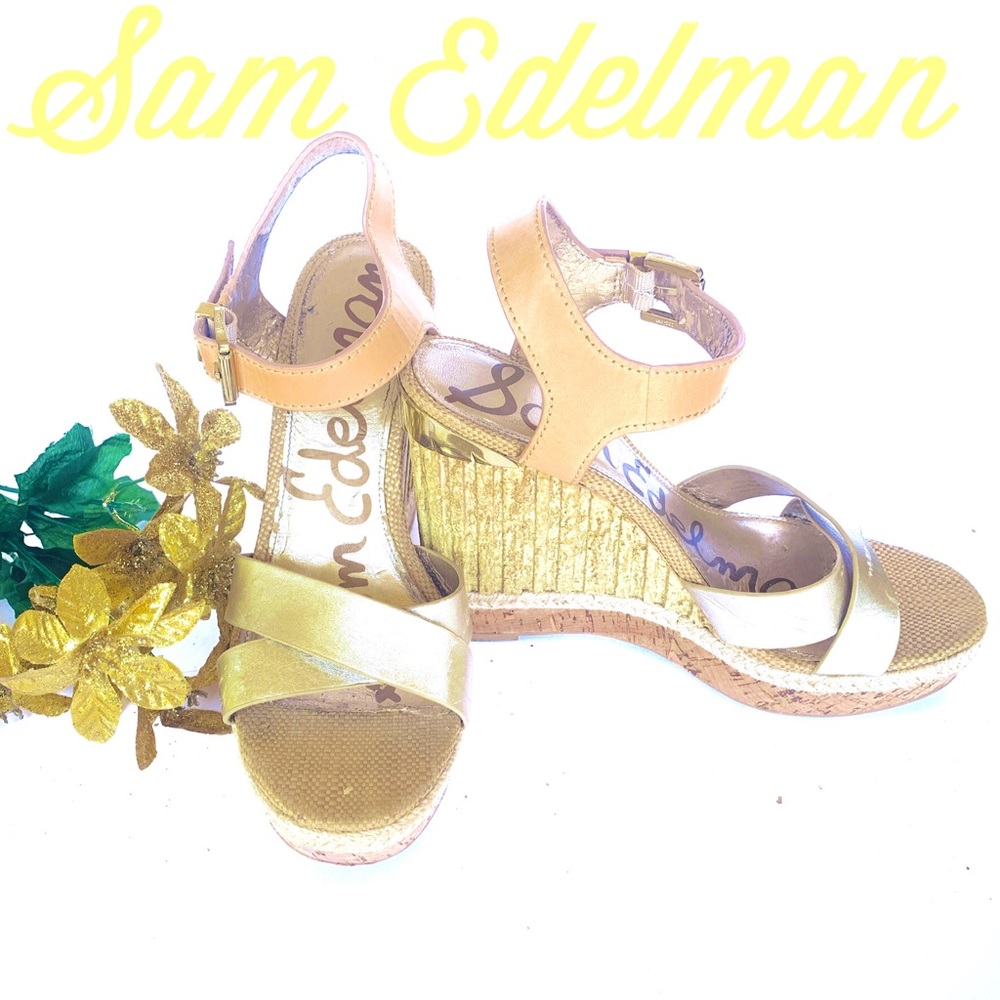 Sam Edelman Silver & Gold Wedge Sandal Heels